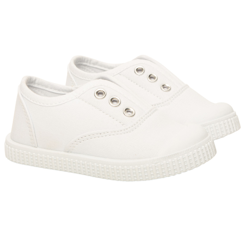 Zapatillas bajas blancas con lengüeta elástica para niño y niña 