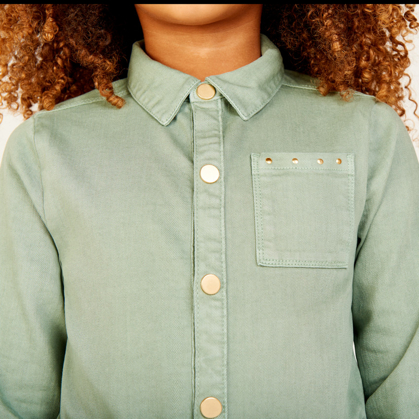 Mono largo de mezclilla lisa para niña 