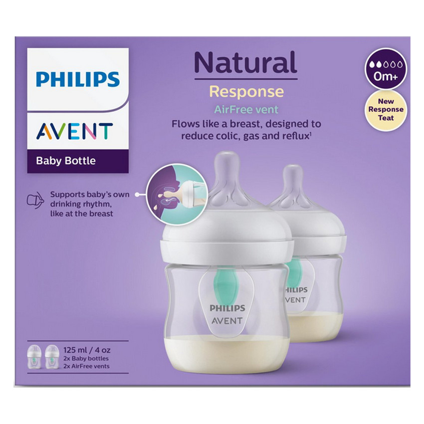 Biberón Natural Response 3.0 Válvula Airfree Duo 125ml - 2 piezas 
