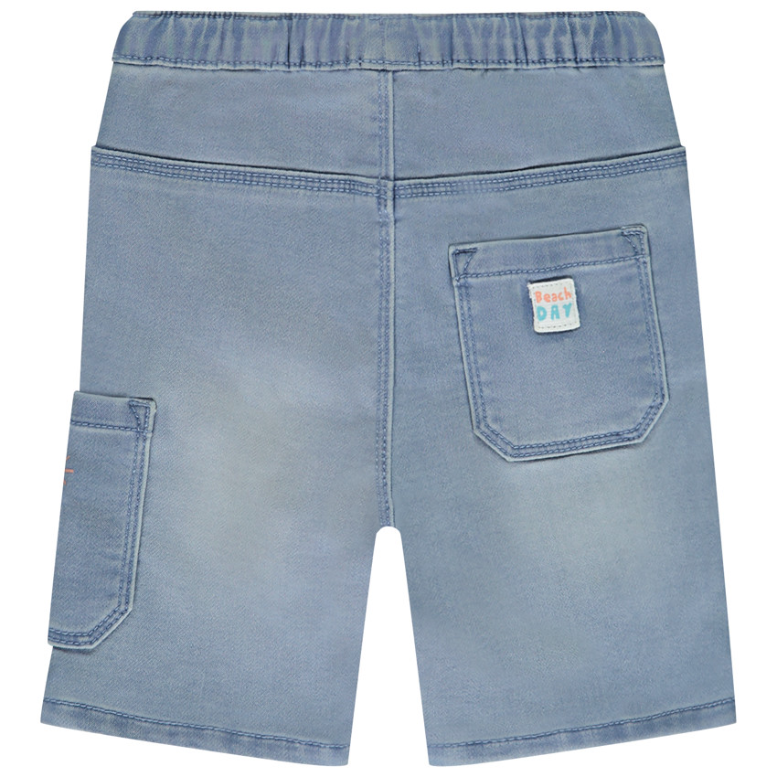 Bermuda efecto denim con bolsillos y estampado en relieve para bebé niño 
