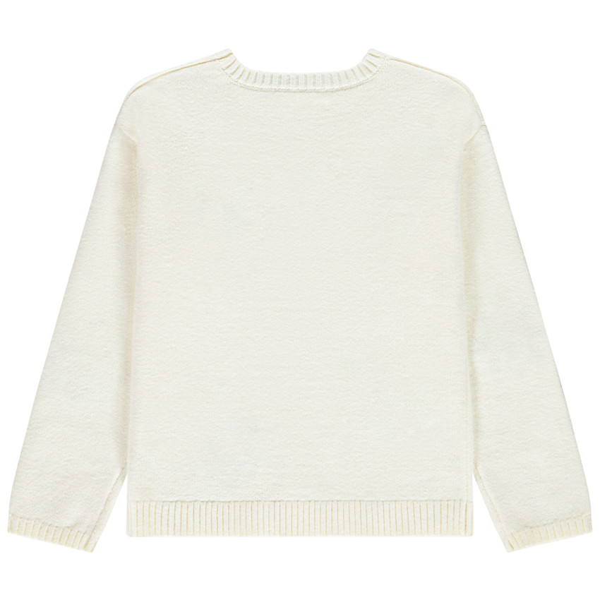 Suéter de grandes flores de rizo para niña 