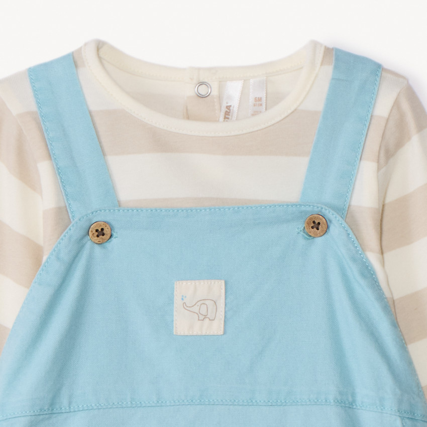 Conjunto 2 piezas con peto para bebé niño 
