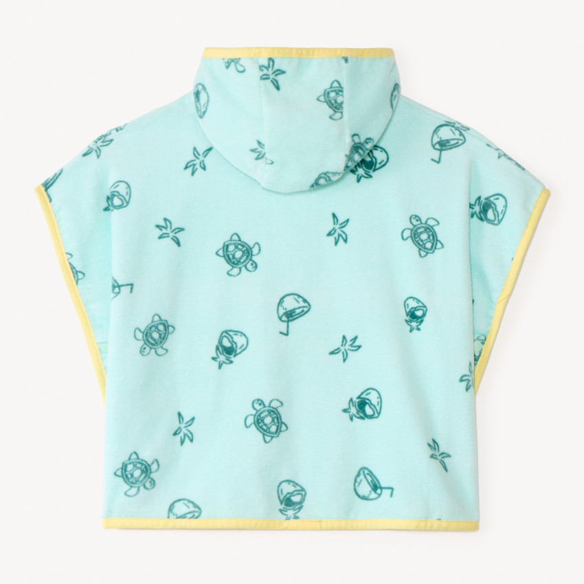 Capa de baño impresa de coco y tortuga para niño. 