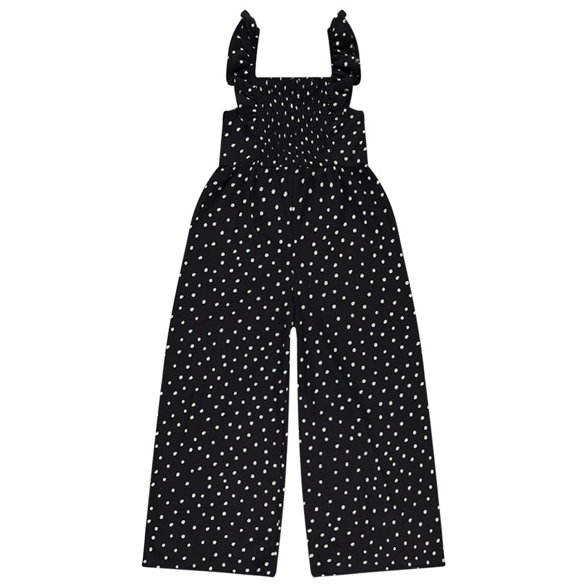 Mono largo efecto arrugado con estampado de lunares para niña 