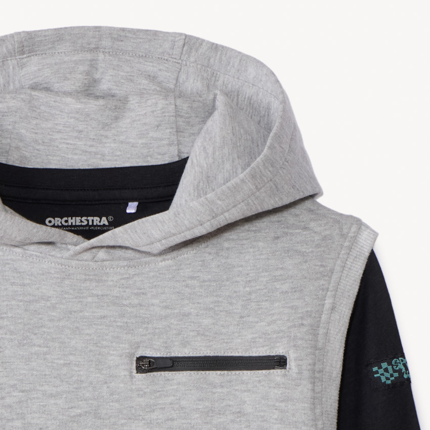 Ensemble sweat molleton sans manches + t-shirt uni pour garçon 