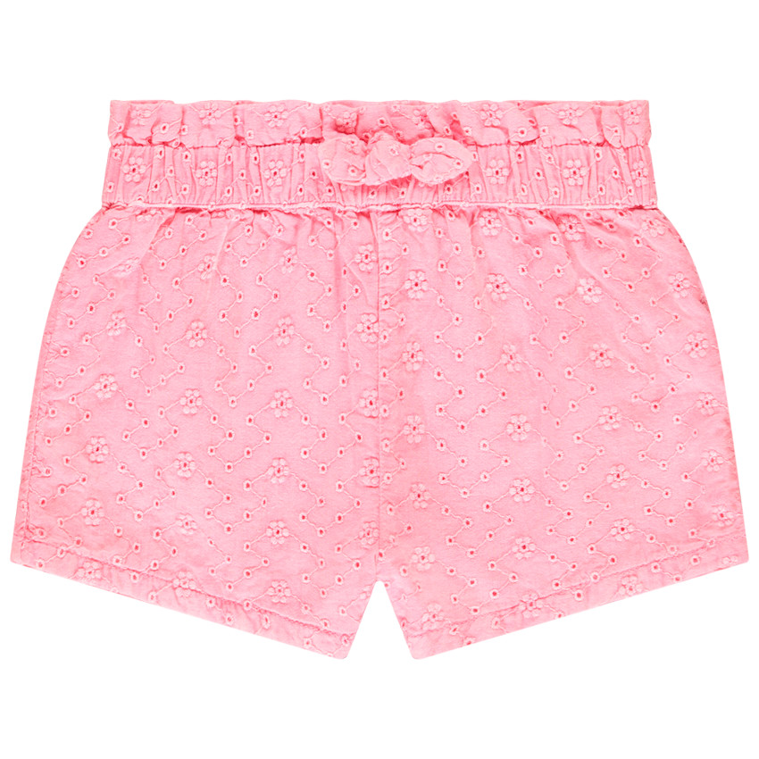 Short liso de bordado inglés con lazo para bebé niña 