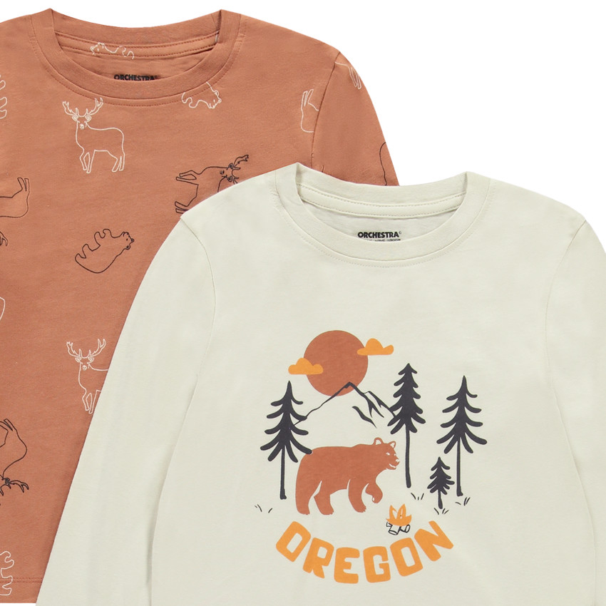 Pack de 4 camisetas de manga larga con motivos para niño 