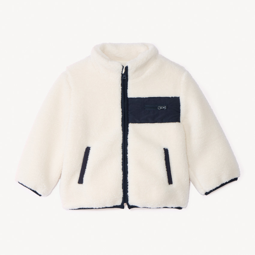 Veste sherpa écru doublé micropolaire pour bébé garçon  