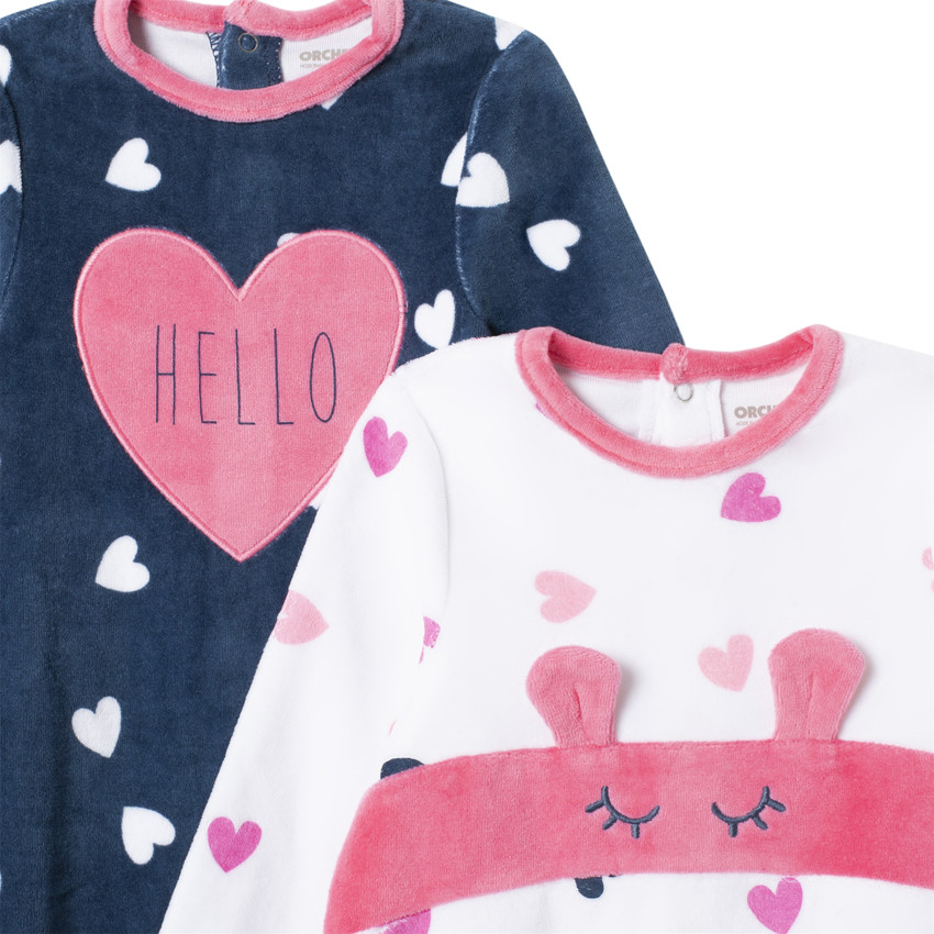 Pack de 2 peleles de terciopelo estampado corazones   Additional Pack de 2 peleles de terciopelo estampado corazones