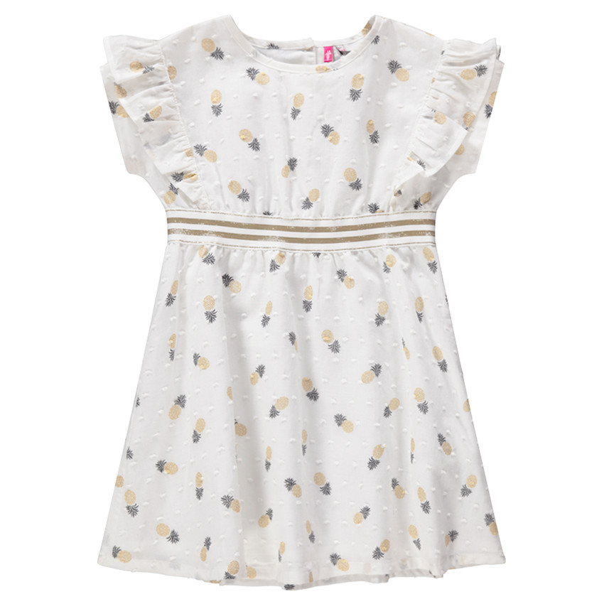 Vestido de manga corta con volantes y estampado de piñas  Additional Vestido de manga corta con volantes y estampado de piñas