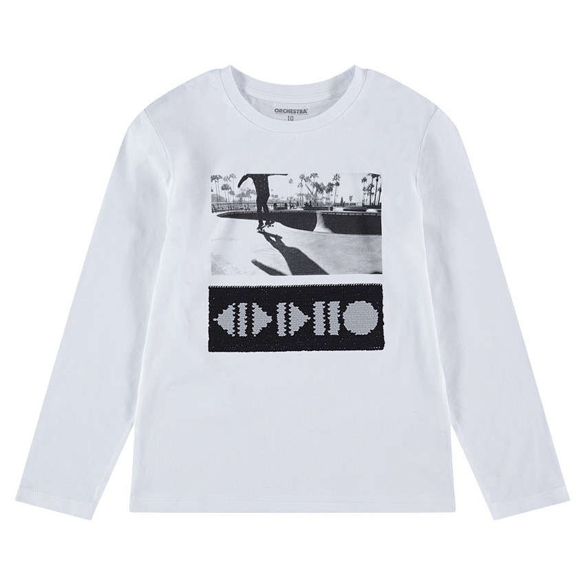 Júnior - Camiseta de manga larga de punto con dibujo de lentejuelas mágicas 