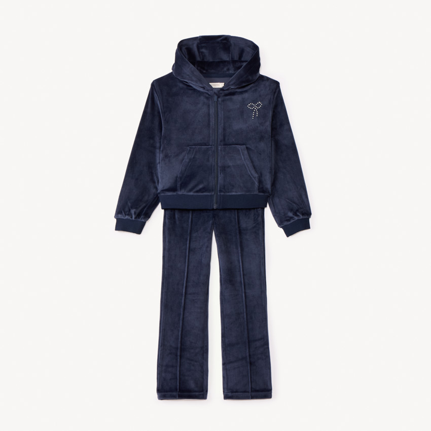 Ensemble en velours gilet à capuche + jogging pour fille  