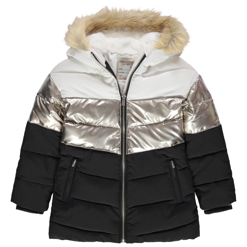 Chaqueta acolchada larga con capucha 