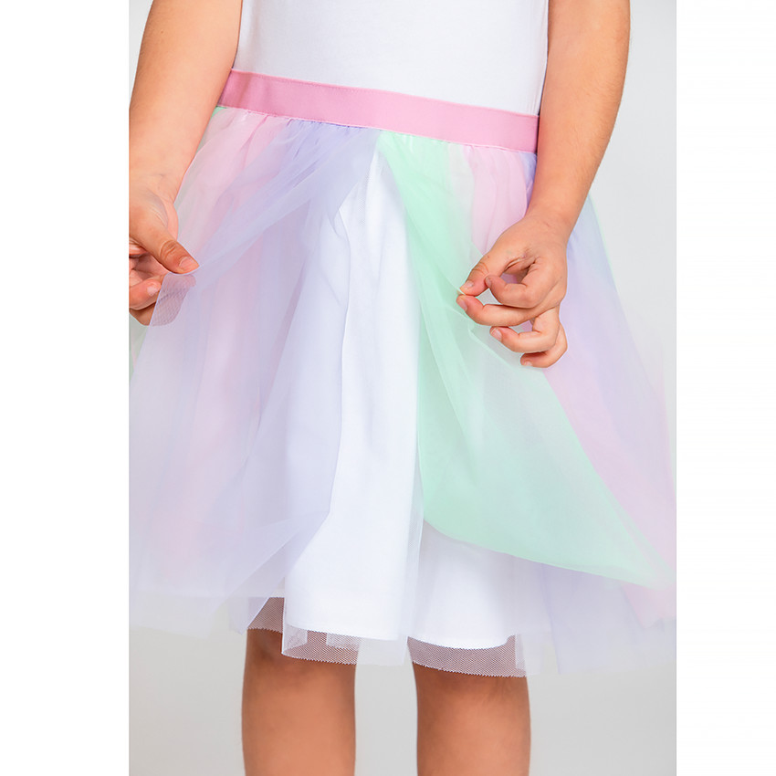 Robe à bretelles en maille et tulle pour fille 