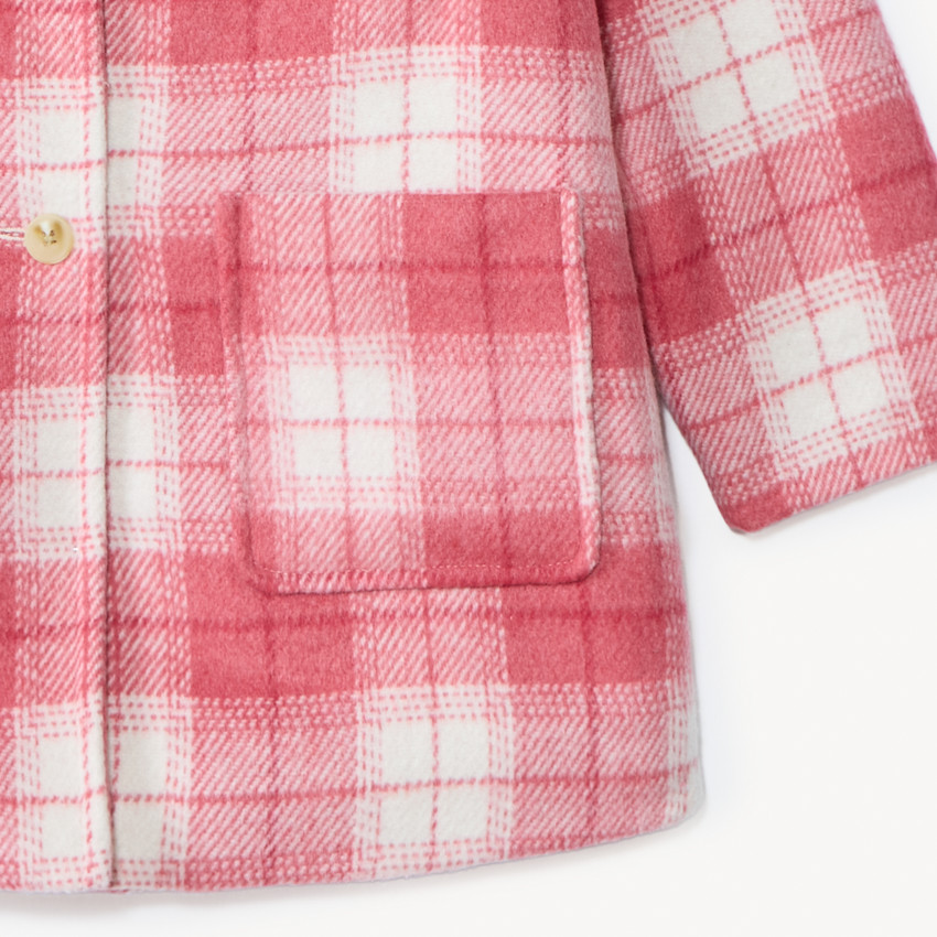 Abrigo evolutivo de paño de lana a cuadros para niña 