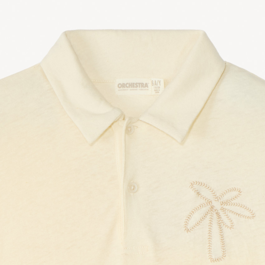 Polo de manga corta con bordado de palmera para niño 