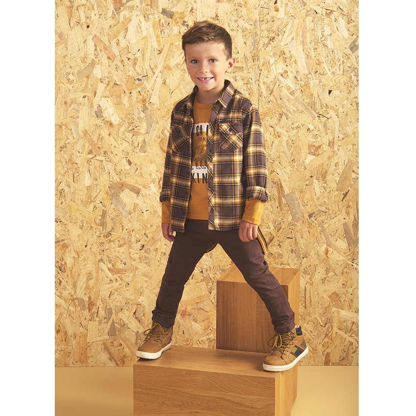 Camiseta de manga larga en algodón amarilla para niño 