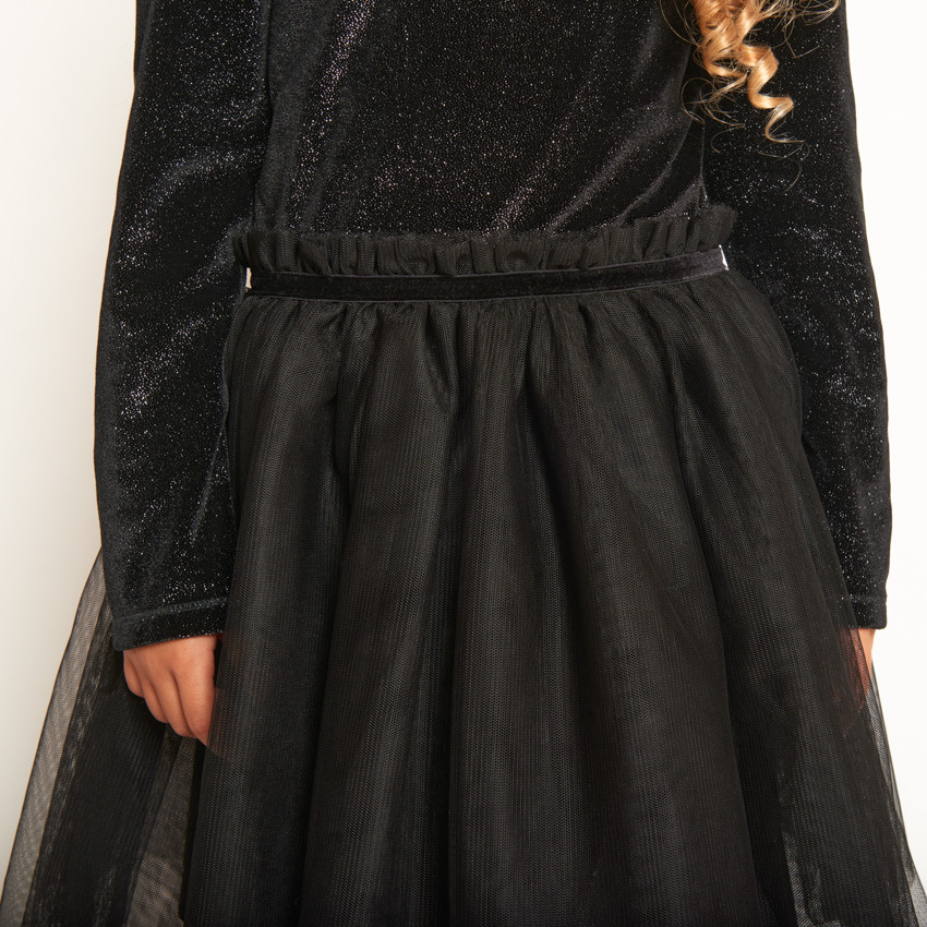 Robe de fête bi-matière effet 2 en 1 fantaisie pour fille  