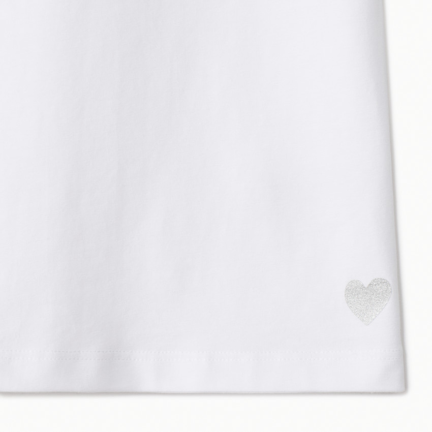 Lote de 3 camisetas de manga corta lisas con estampado foil de corazón para niña 