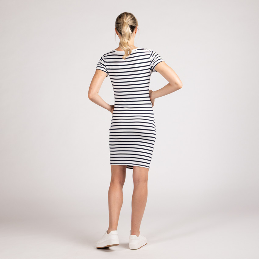 Vestido premamá ajustado de rayas 