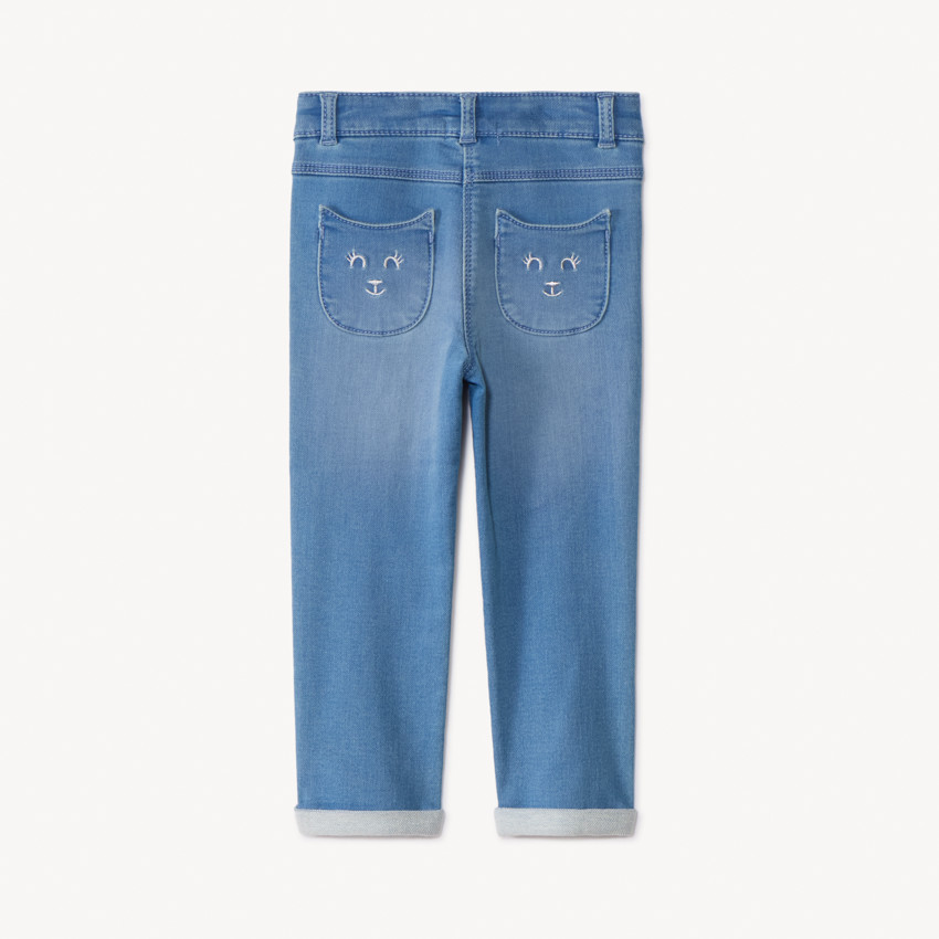 Jeans slim con bolsillos en forma de gato para bebé niña 