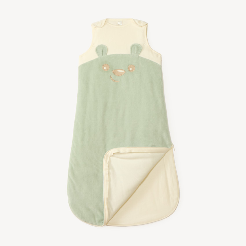 Saco de dormir de terciopelo con mangas desmontables bordado de osito TOG 3 para bebé niño 
