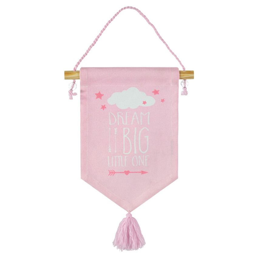 Bandera con estampado geométrico y pompón 