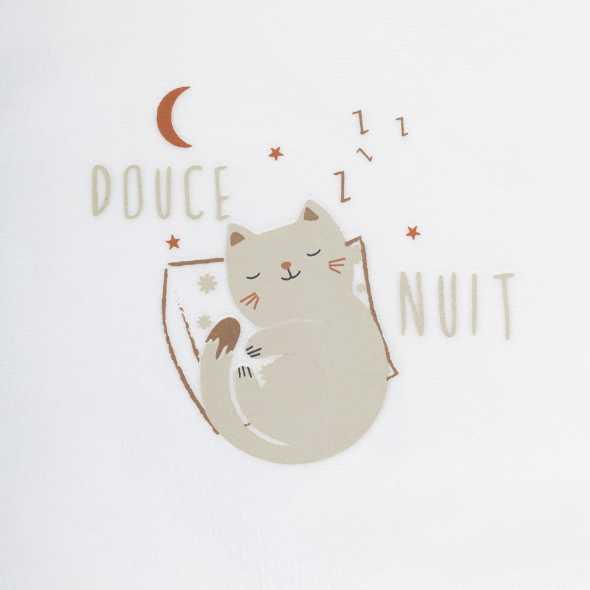 Gigoteuse sans manches en velours TOG 3 Mon Petit Chat blanc 