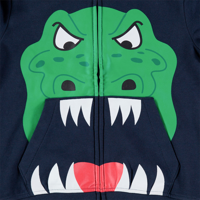 Chaqueta con capucha con cremallera y estampado de dinosaurio 