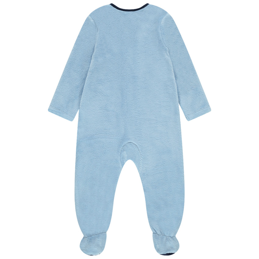 Pijama azul de borreguillo con cremallera y corazón cosido 