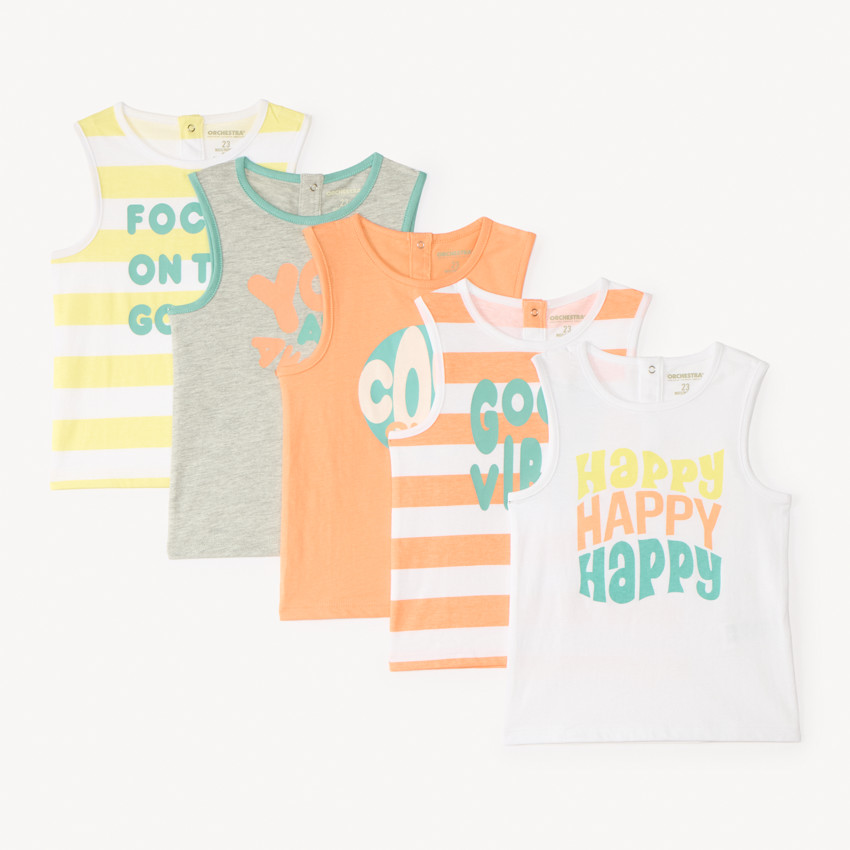Lote de 5 camisetas sin mangas de algodón fancy para bebé niño 