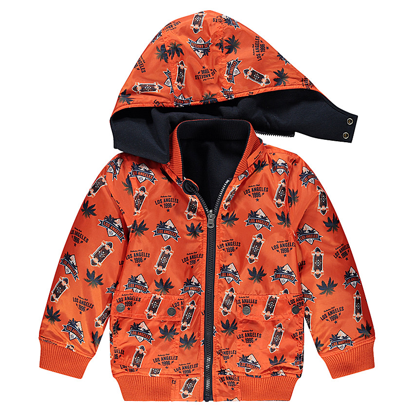 Cortavientos reversible con capucha extraíble estampado/liso 