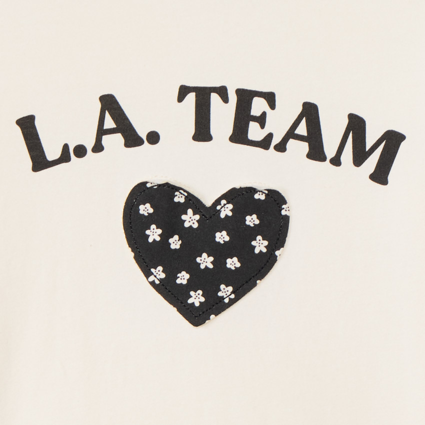 Camiseta de manga larga lisa con parche decorativo para niña 