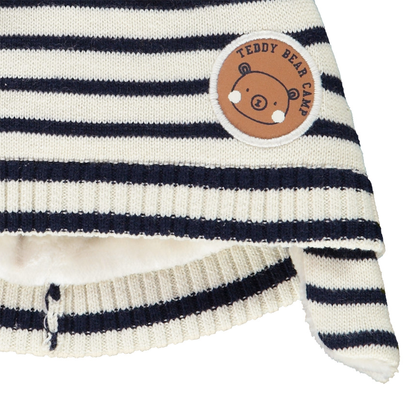 Bonnet en tricot à rayures avec doublure en sherpa pour bébé garçon Main Bonnet en tricot à rayures avec doublure en sherpa pour bébé garçon