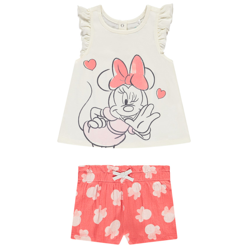 Conjunto camiseta sin mangas + short fantasía Minnie Disney para niña. 