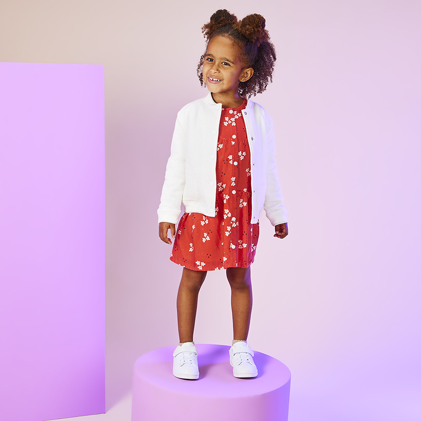 Chaqueta bomber de punto con forro de sherpa para niña 