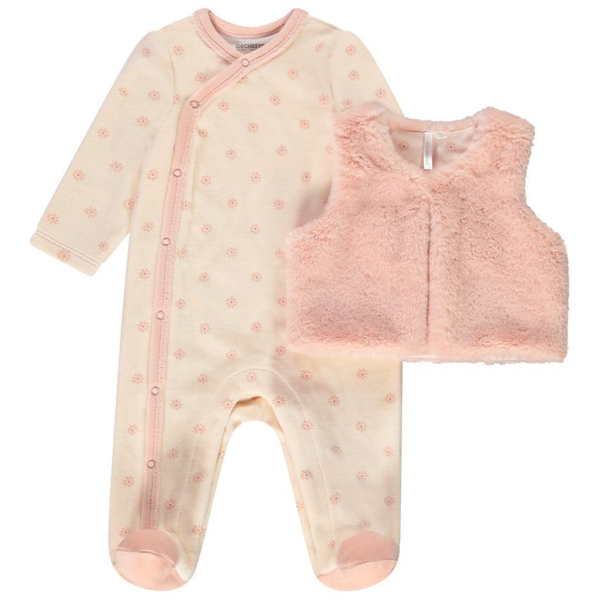 Chaleco de efecto piel de oveja + pelele para bebé niña con aperturas según la edad  Additional Chaleco de efecto piel de oveja + pelele para bebé niña con aperturas según la edad