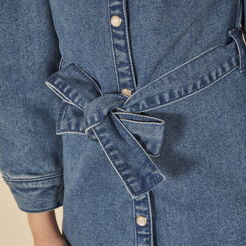Vestido efecto vaquero con cinturón desmontable para niña 