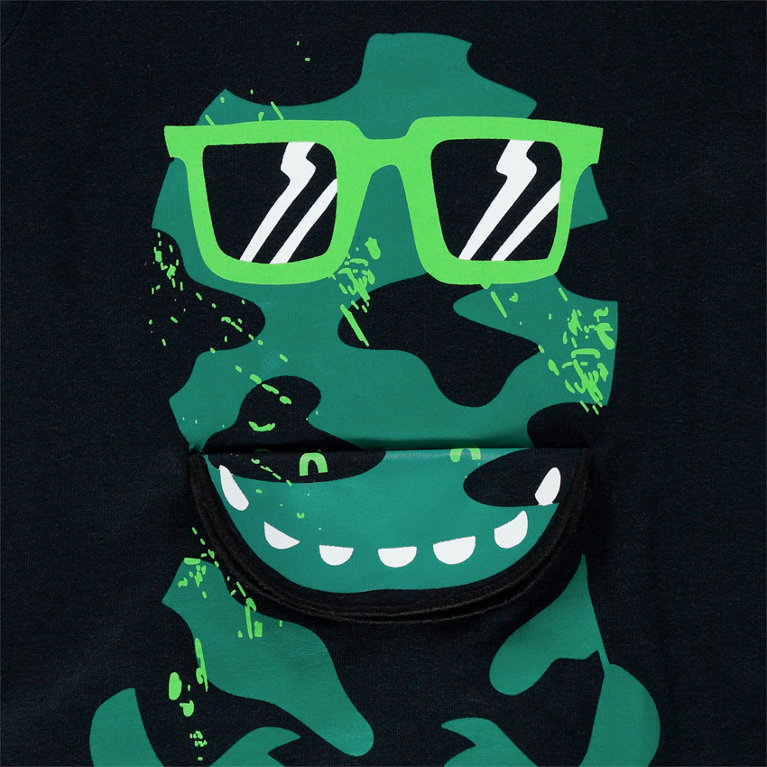 Camiseta de manga larga de algodón estampada Dinosaurio  