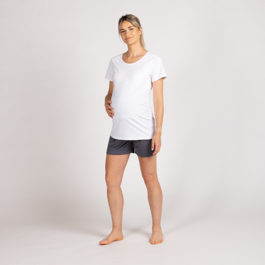 Short de embarazo liso con banda alta 