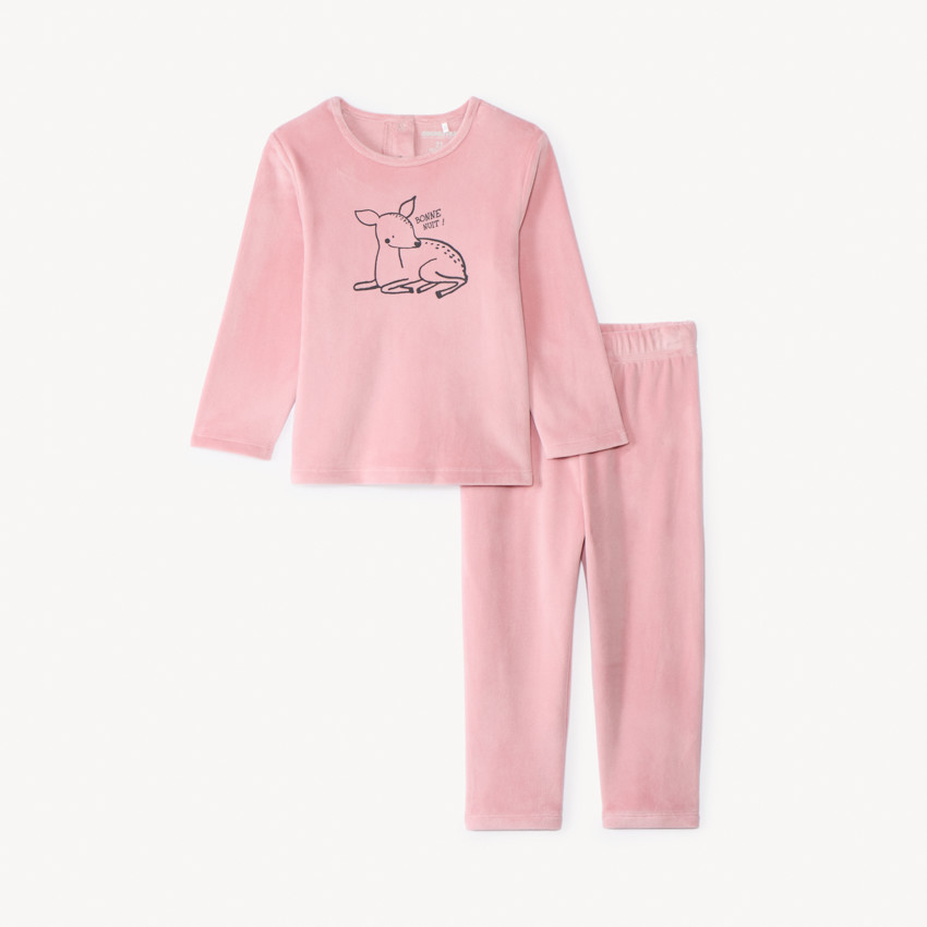 Conjunto de pijama de micropolar con estampado de ciervo para bebé niña 