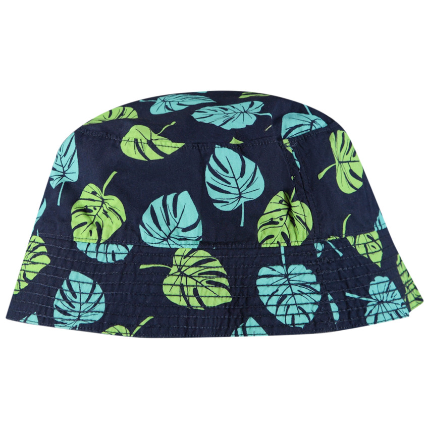 Bob reversible liso/estampado follaje para niño 