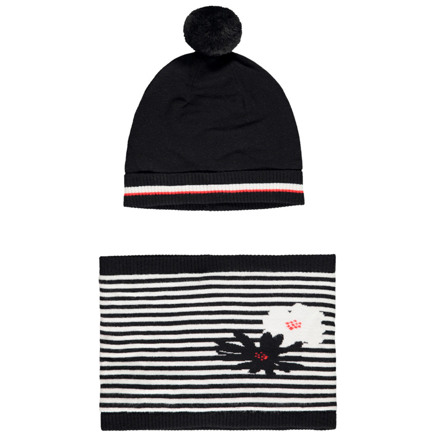 Gorro y snood de punto fantasía forrados en sherpa para niña 