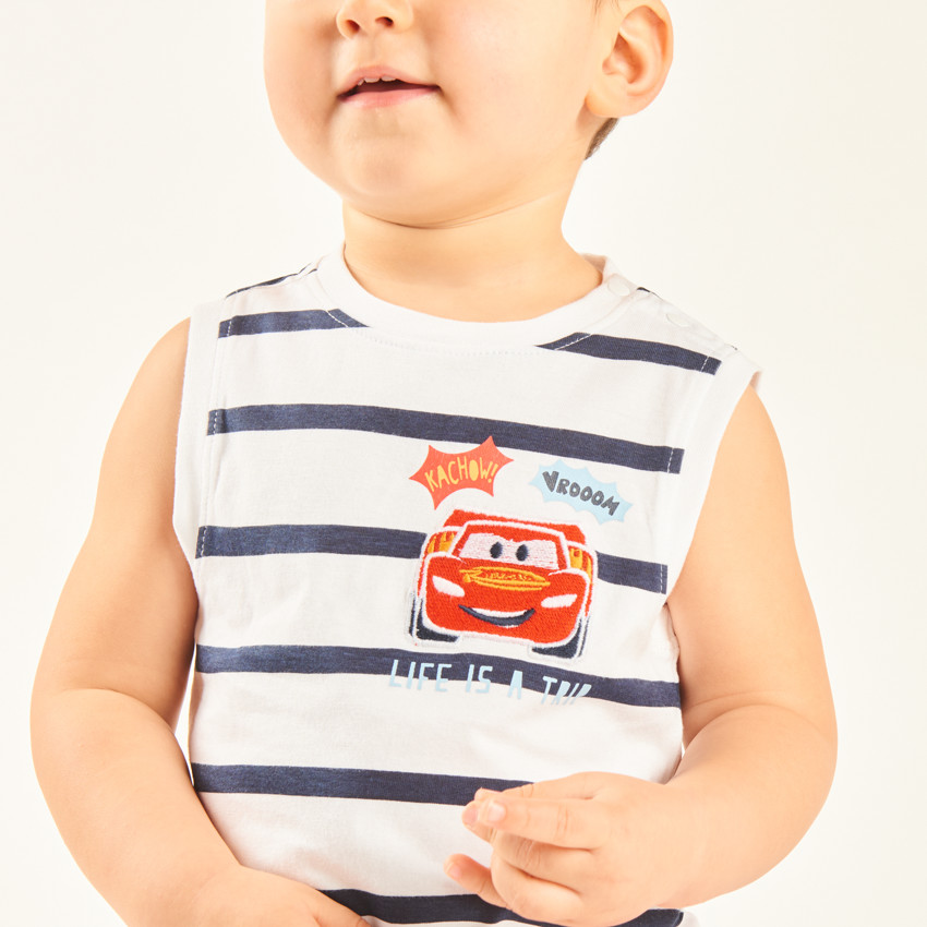 Conjunto corto de 2 piezas: camiseta sin mangas + pantalón corto Flash McQueen Cars de Disney-Pixar para bebé niño. 