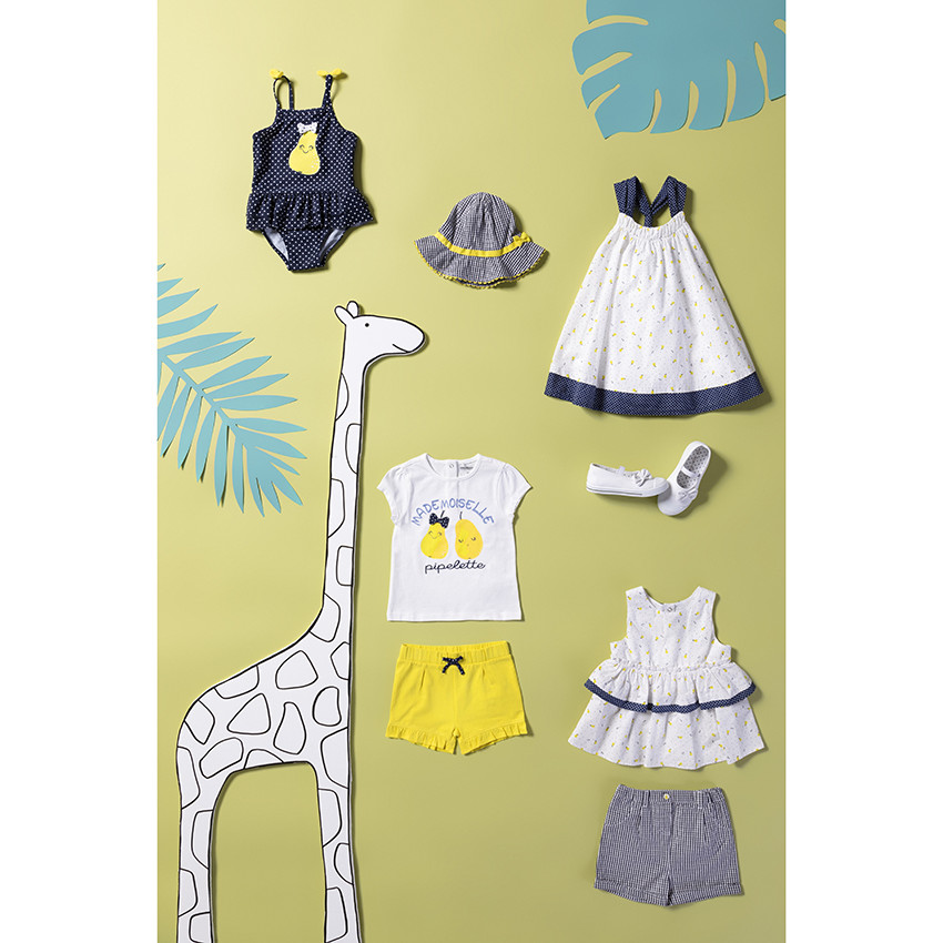 Gorro cuadro vichy y detalles amarillos 