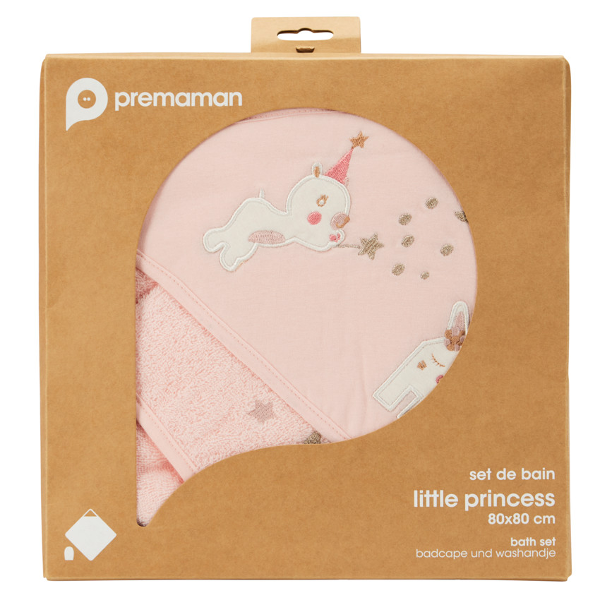 Conjunto de baño con capa y guante de toalla Little Princess 