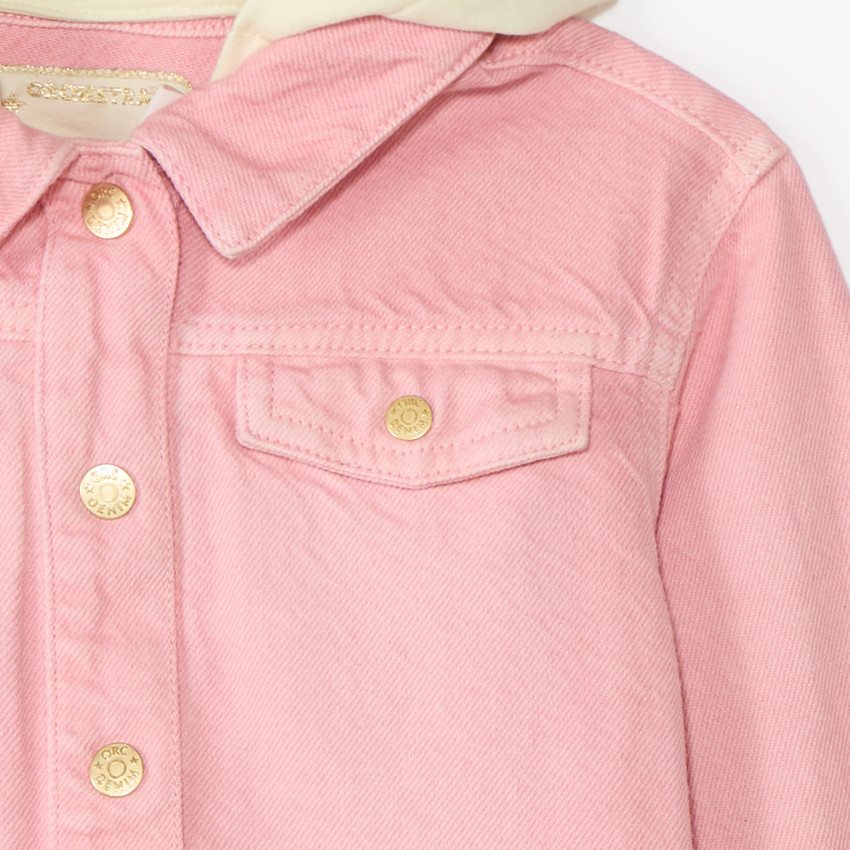 Chaqueta de mezclilla con capucha desmontable para niña. 