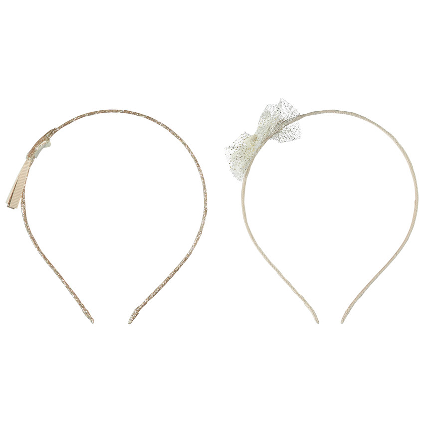 Lote de 2 diademas fantasía doradas para niña 