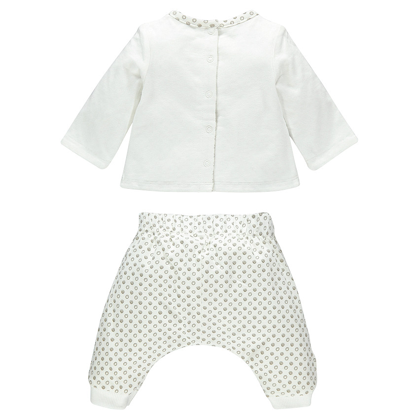 Conjunto de nacimiento camiseta pantalón harem reversible de algodón bio 