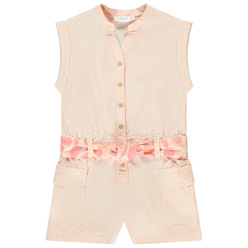 Pelele sin mangas con cinturón estampado para niña 